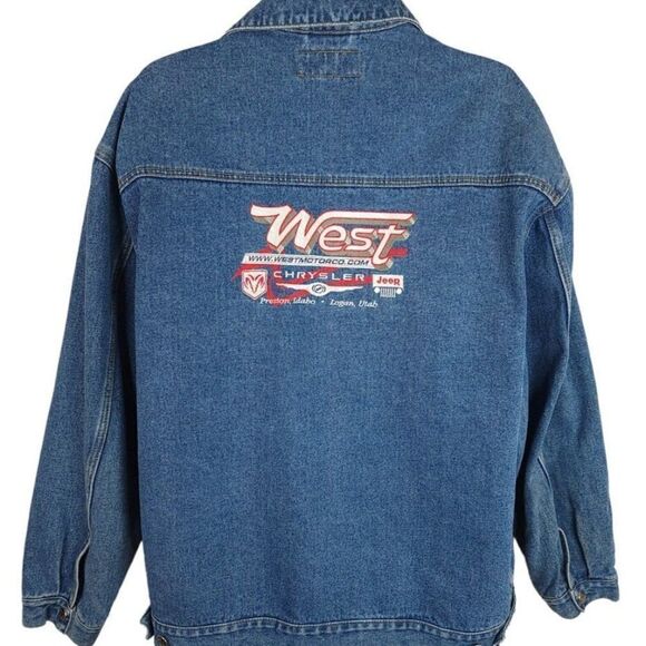 Chrysler Jeep Denim Trucker Jacket Vintage Y2K West Motor Company Mens Size 2XL - Picture 1 of 6